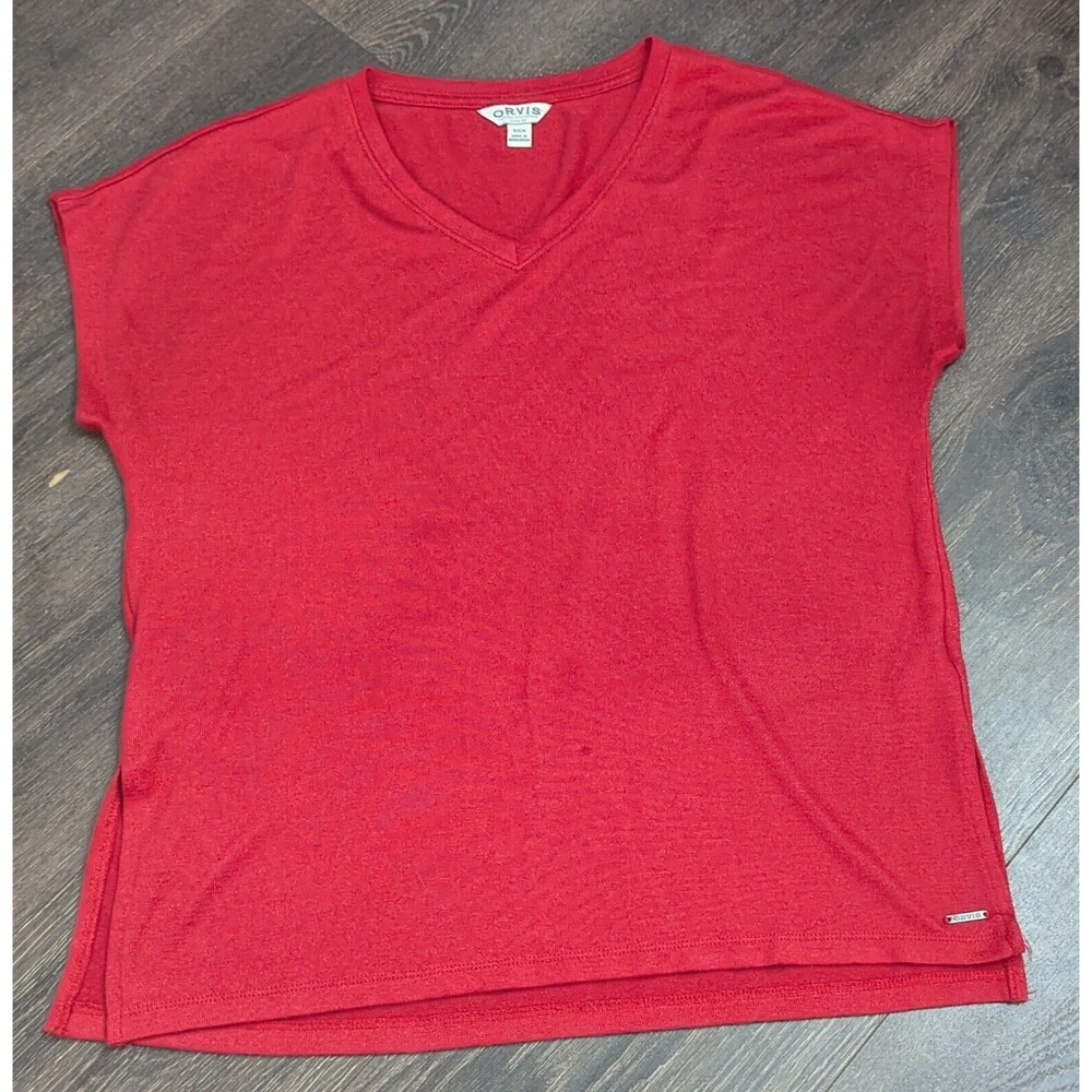 Orvis Shirt Womens Size Small Red Sleeveless Blouse (586)
